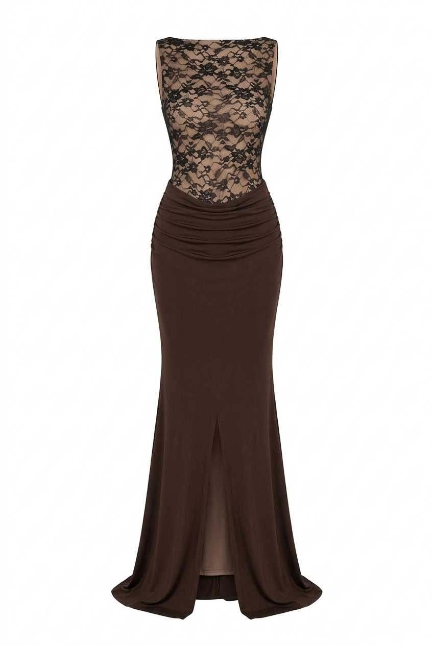 Braunes Kleid mit Muster