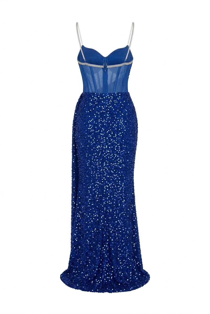 Blau glitzerndes Kleid